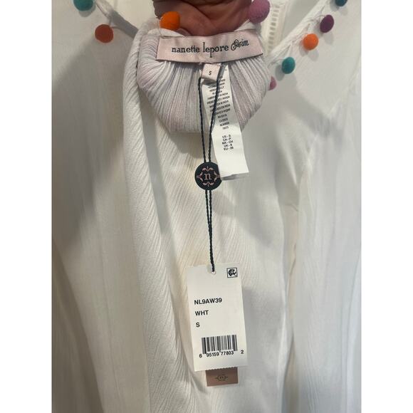 NWT Nanette Lapore Swim Boho Coverup Vacation Resortwear Small White Colorful - Picture 8 of 9